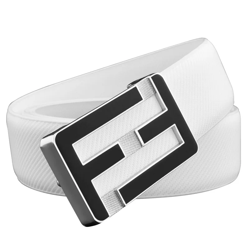 F letter buckle High Quality golden belt men fashion Personality luxury strap genuine leather white ceinture homme | Аксессуары для