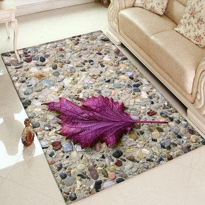 

Else Brown Wall Stones sycamore Purple Leaf 3d Print Non Slip Microfiber Living Room Decorative Modern Washable Area Rug Mat