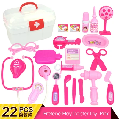 22 Pcs-Pink 1 Набор, забавные ролевые игры, настоящая жизнь, косплей доктора, игра, игрушка, доктор, медсестры, ролевые игры, медицинский набор, набор ролевых игрушек, подарок на год, D41 - Цвет: 22 Pcs-Pink