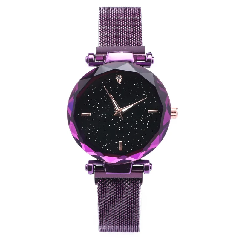 Роскошные Звездное небо женские часы розовое золото браслет стразы кварцевые с