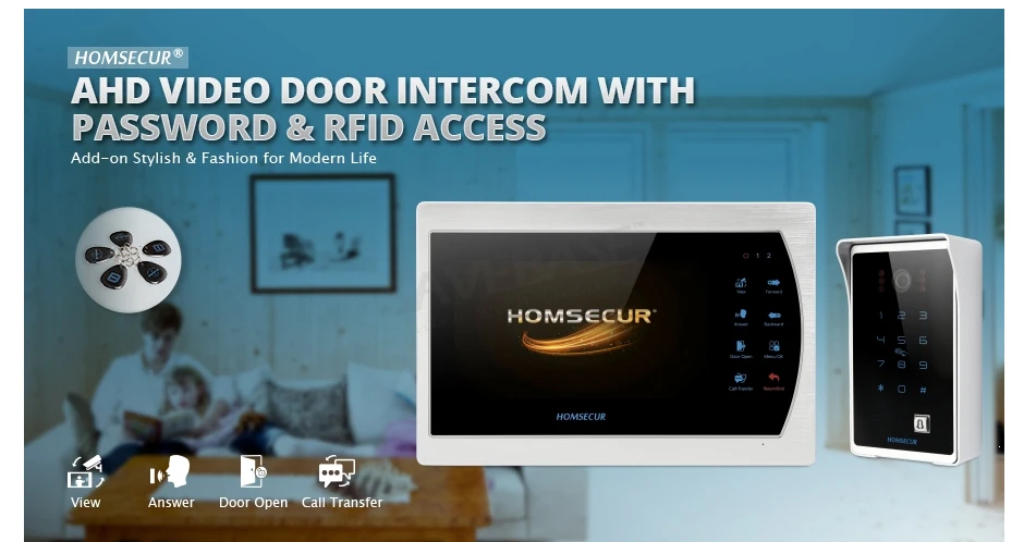 HOMSECUR AHD " видео телефон двери домофон система с паролем RFID разблокировка запись Snapshot Fail безопасный замок дистанционного разблокирования