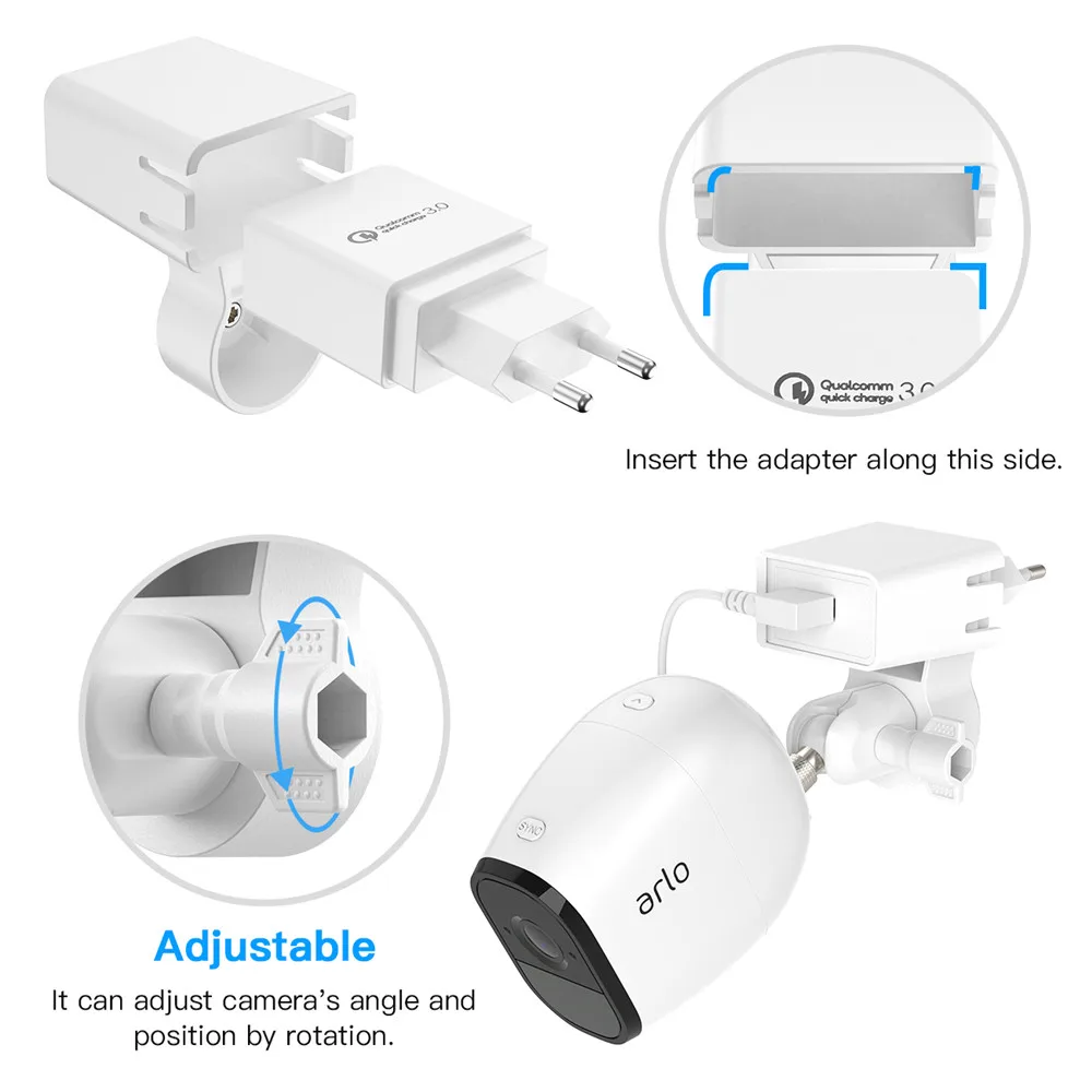 Настенное крепление для камеры Arlo Pro 2/Arlo с адаптером Quick Charge 3 0 регулируемый