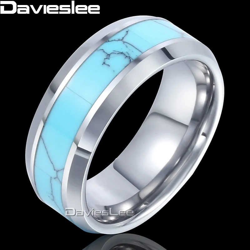 Мужское кольцо с инкрустацией Davieslee обручальное из карбида вольфрама