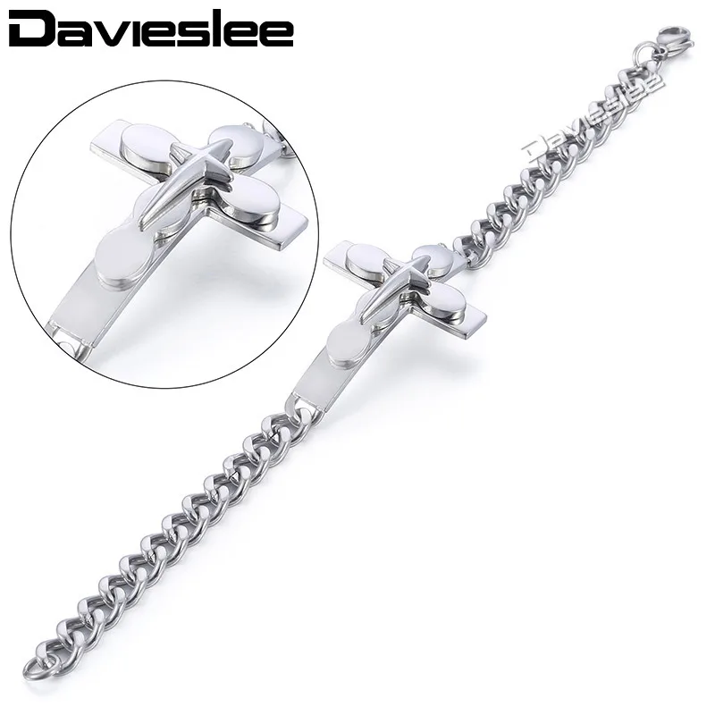 Davieslee 3-слойный крестообразный браслет для мальчиков Мужская цепочка кубинское