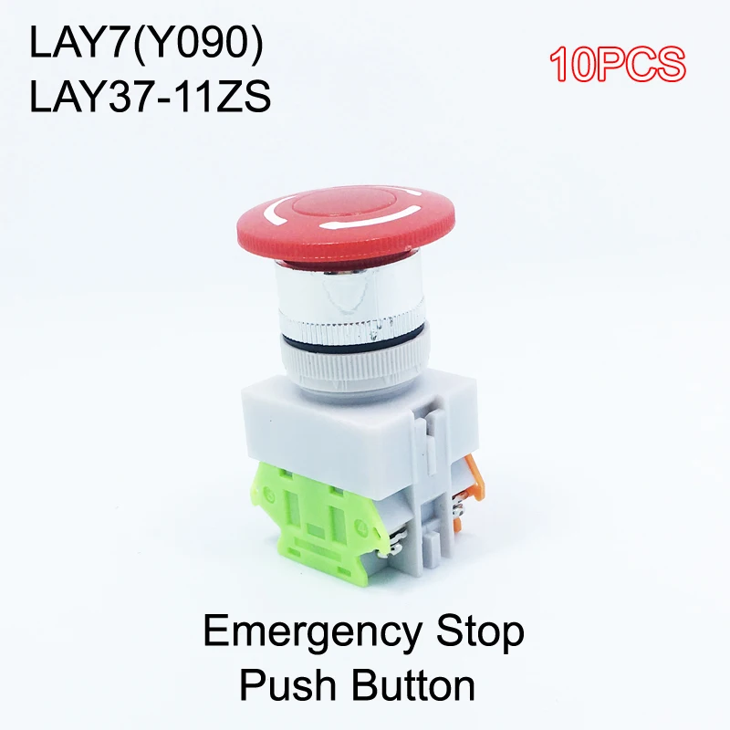 10 шт. LAY37 11ZS 22 мм mushroon головы аварийной остановки самоблокирующимся кнопочный