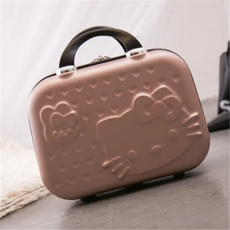 Love cat travel kit Макияж комплект корейский портативный на молнии Коробка милая девочка повседневная водостойкая 13 дюймов макияж Чехол голограммы