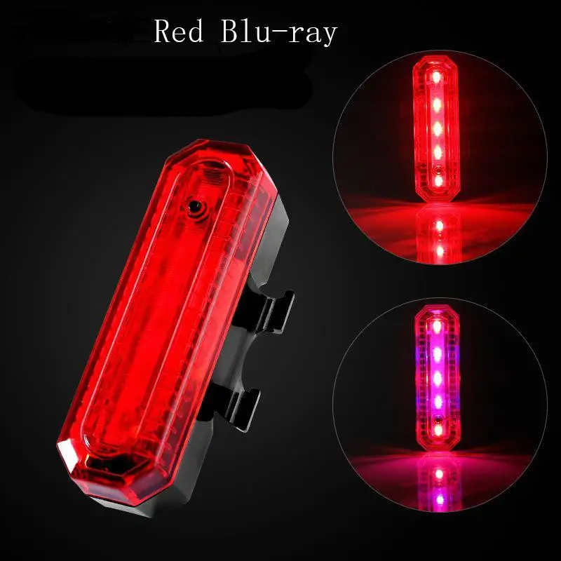 Red and Blue Light Водонепроницаемый светодиодный велосипедный задний светильник USB Перезаряжаемый MTB дорожный велосипедный задний светильник вращающийся Предупреждение ющий светильник Прямая поставка - Цвет: Red and Blue Light