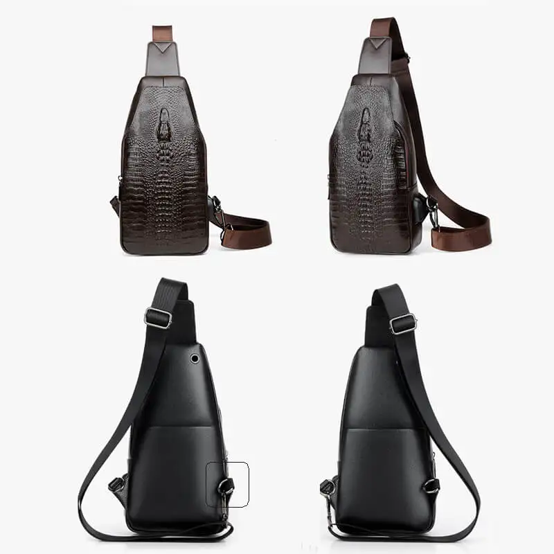 purani vintage crocodile alligator leather bag men chest pack crossbody bags men shoulder messenger sling bag travel zipper bags free global shipping