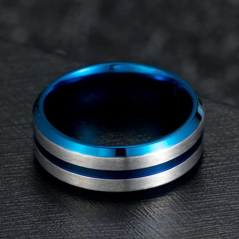 ZTYDEMO Silver Matte Brushed Wedding Rings for Men 8MM 316L Stainless Steel Boy Engagement Accessories Male Ring Jewelry | Украшения и