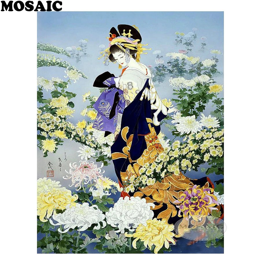 

MOSAIC 5d needlework 5d diy diamond embroidery japanese geisha diamond painting cross stitch full square drill home art