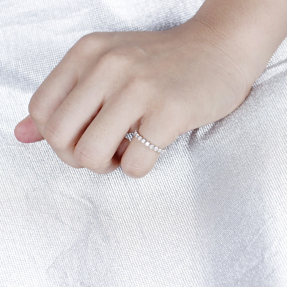DovEggs Chic 14K 585 белый золотой полная Вечность Обручальное кольцо с 2 мм лабораторные