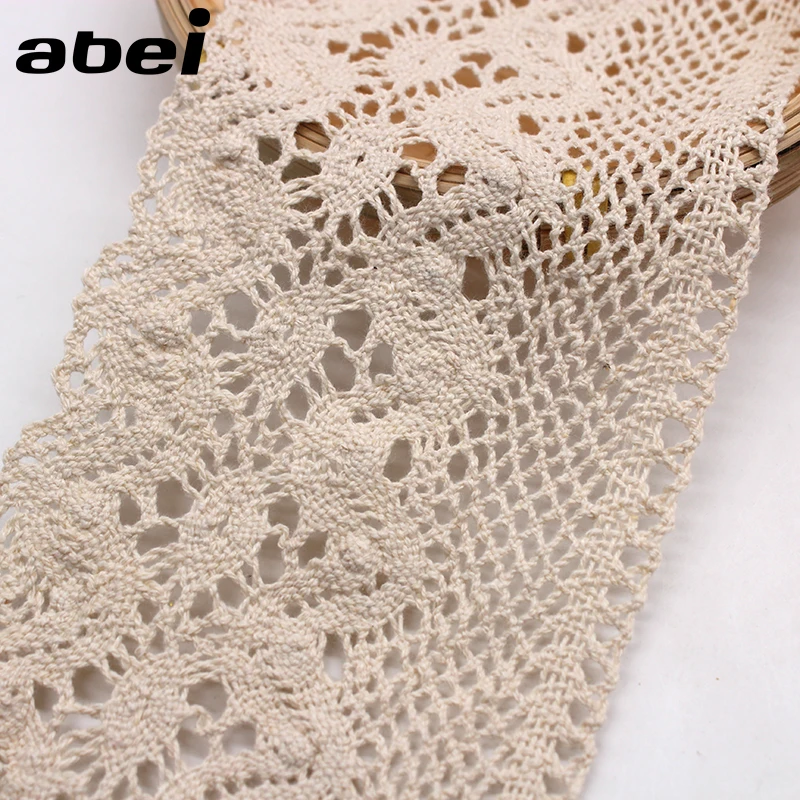 

9.5cm 1yard Cotton Lace Ribbon Beige lace trims Hometexile Sofa Cloth Apparel Dress Wrap Embellishment DIY Handmade Patchwork