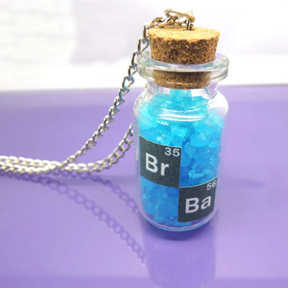 New Classic Inspired Crystal Sky Blue Vial Cork Bottle Necklace Bath Salt Necklace Gifts