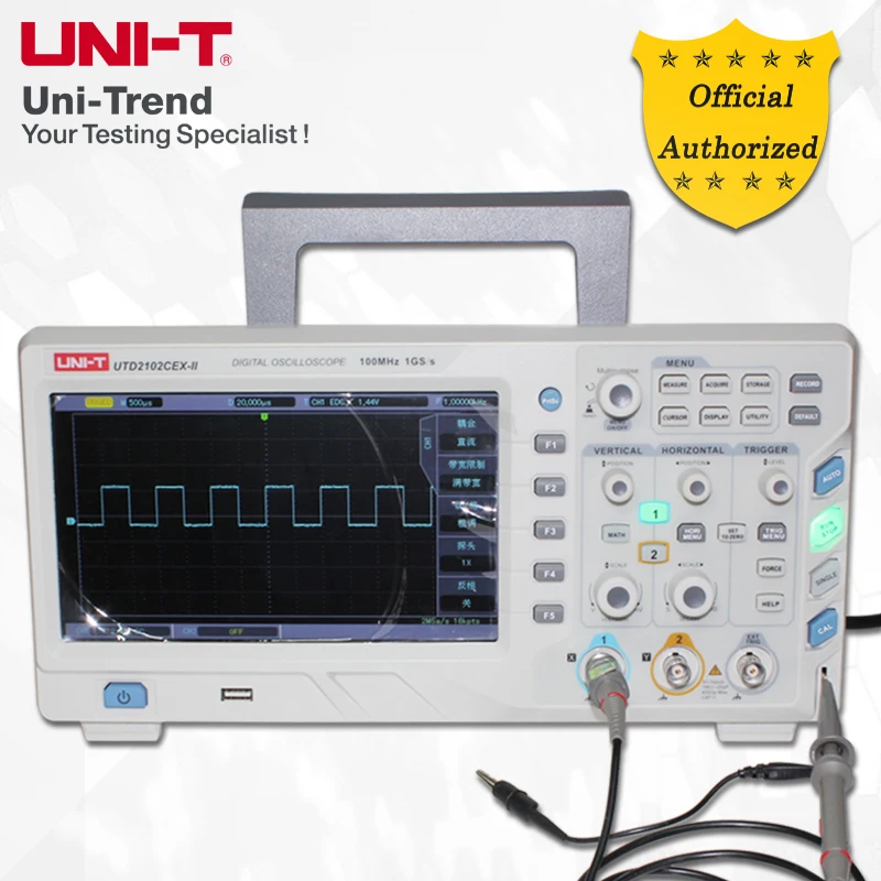 

UNI-T UTD2102CEX-II Digital Storage Oscilloscope; 2Channels, 100MHz Bandwidth, 1GS/s Sample Rate, USB Communication