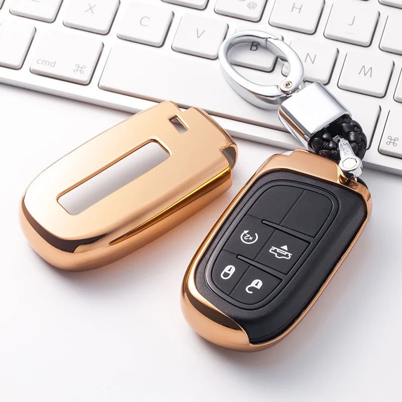

Soft TPU Car Key Case Cover For Jeep Grand Cherokee Compass Patriot Dodge Journey Chrysler 300CRenegade Car Key Shell keychain