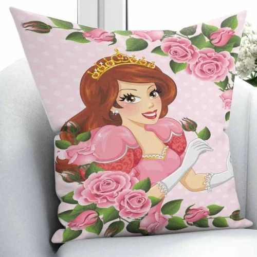 

Else Pink Roses Flowers Floral Princess Crown 3D Print Microfiber Throw Pillow Case Cushion Covers Square Hidden Zipper 45x45cm