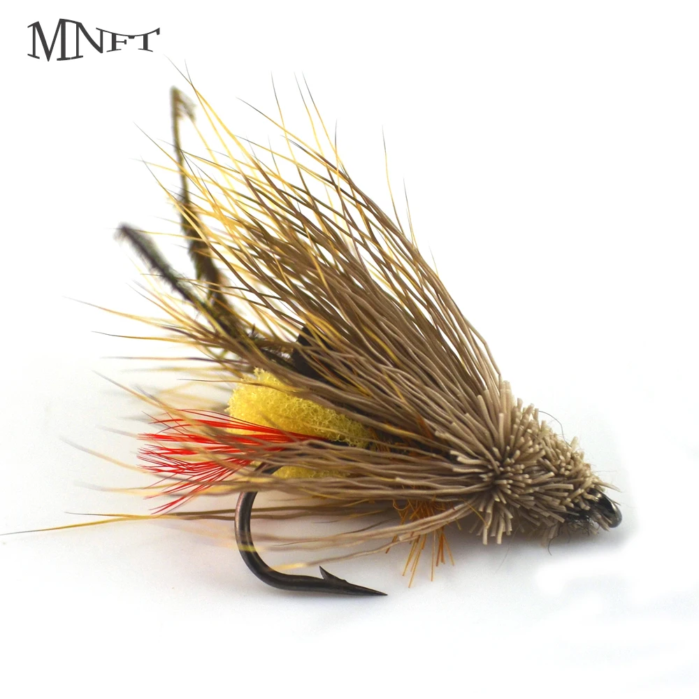 

MNFT 10PCS 6# Fly Fishing Grass Hopper Flies Trout Flies Fly fishing Tail Possession Have Egg Muddler Minnow Bait