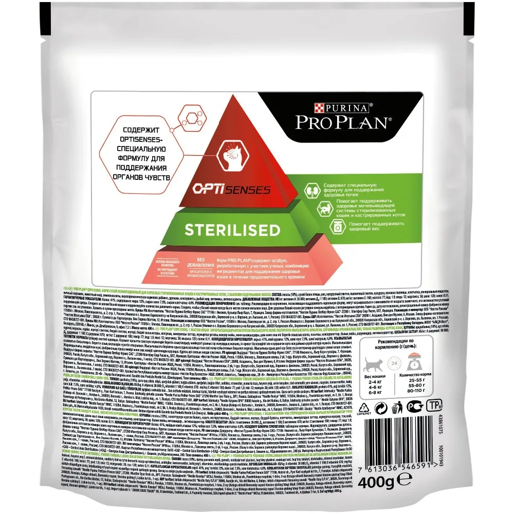 Сухой корм Purina Pro Plan для стерилизованных кошек и кастрированных котов (для
