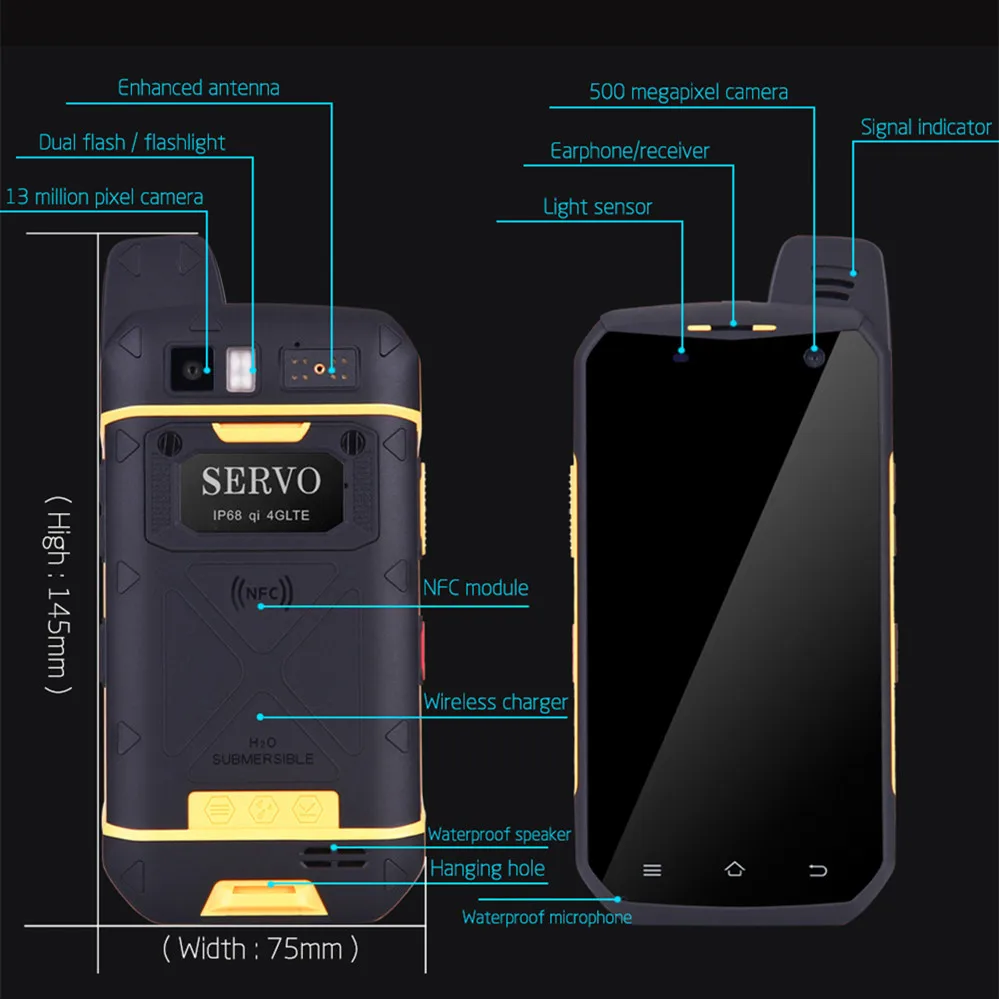 Оригинальный серво B6000 mtk6755 Octa core 4 г 64 ГБ ОС Android 6.0 13MP 5000 мАч IP68 мобильный телефон