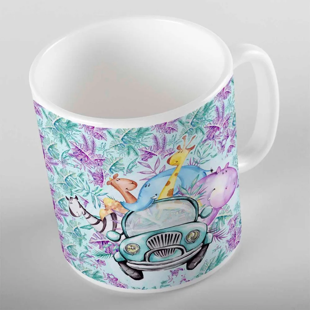 

Else Tropical Purple Green Leaf Car Funny Cute Animals 3d Print Gift Ceramic Drinking Water Tea Bear Coffee Cup Mug Kitchen