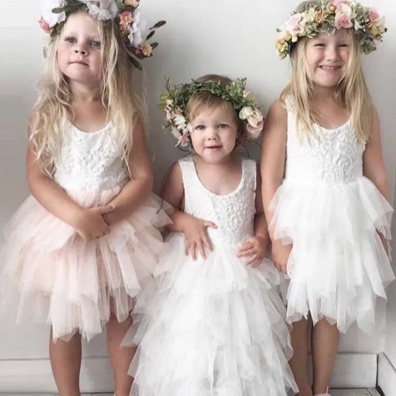 Infant Baby Girl Party Lace Tutu Dresses Kids Sleeveless Princess Dress Summer Children Cloth Fancy Costume for 2 4 6 | Детская одежда