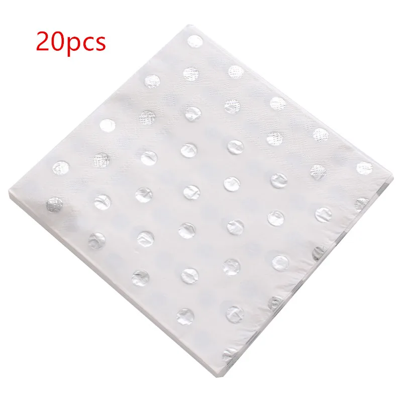Silver Dot 20pcs 1 упак./лот на день рождения горячее тиснение золотом Бумага Полотенца салфетка для мальчика и девочки, Пол раскрыть вечерние ткани украшение для салфеток салфетки 33*33 см - Цвет: Silver Dot 20pcs