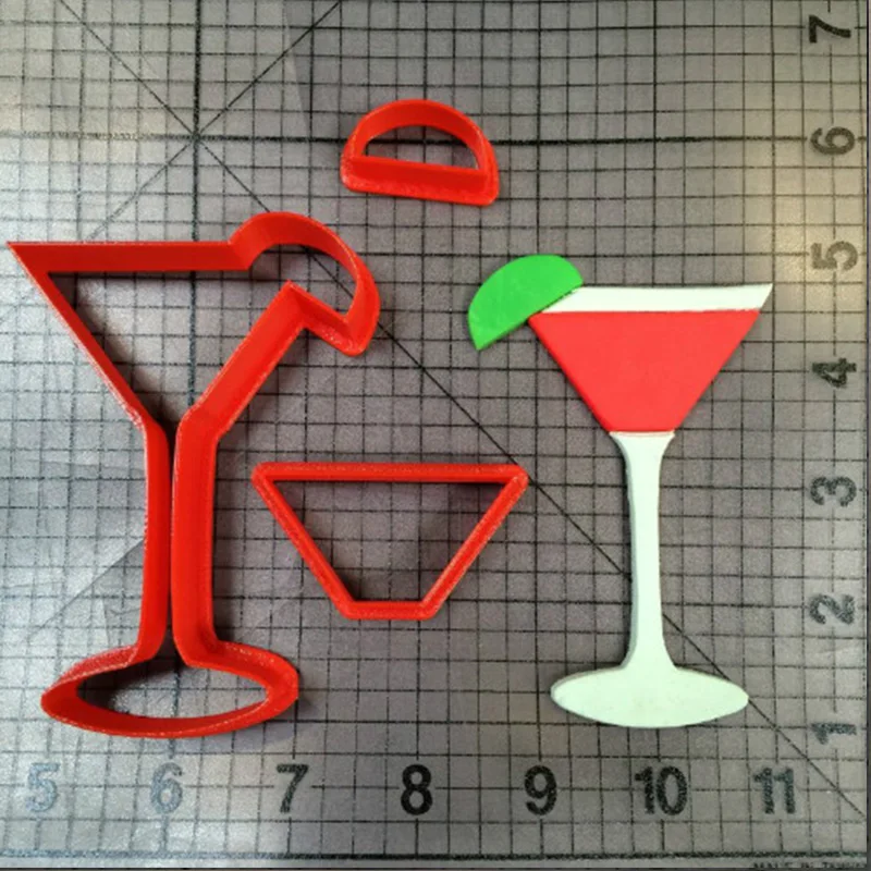Cocktail Glass Design Cookie Cutter Set Custom Made 3D Printed Fondant Cake Decorating Tools Kitchen Accessories | Дом и сад