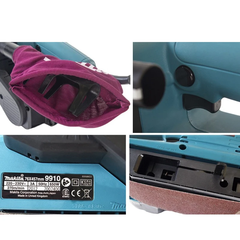 Машина шлифовальная ленточная Makita 9910 (мощность 650 Вт Скорость ленты 270 м/мин.