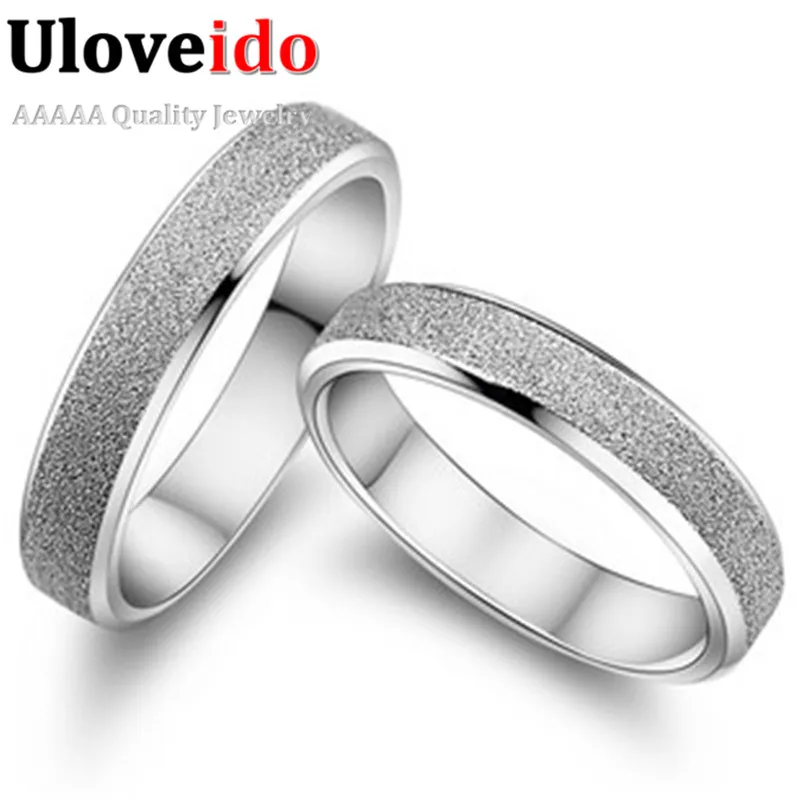 Uloveido обручальное любовь кольцо серебряный цвет пара кольца ювелирные изделия