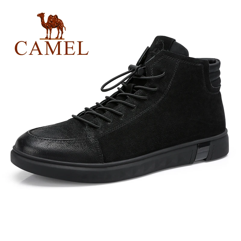 CAMEL/осенние мужские ботинки Новая модная спортивная повседневная обувь мужские ботинки с высоким берцем из натуральной кожи черного цвета ботинки из коровьей кожи