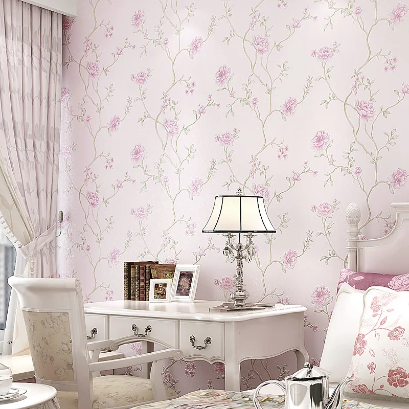 В Корейском стиле Красивая лоза цветы стены Бумага 3d Цветочные тиснением