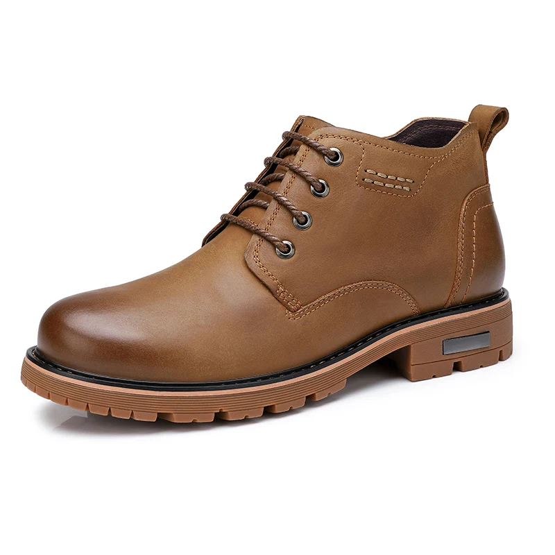 A842213804Brown CAMEL/мужские ботинки; ботинки из натуральной кожи; короткие мягкие повседневные рабочие кожаные мужские ботинки; износостойкая подошва из говядины - Цвет: A842213804Brown