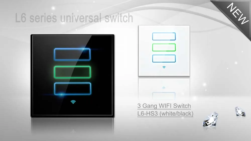 Горячая продажа Wallpad черный WIFI выключатель света ЕС Великобритания 110 ~ 220 В 3 банды