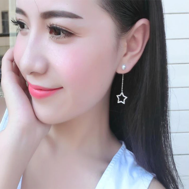 Асимметричные Длинные висячие серьги Модные женские жемчужные полые капельки