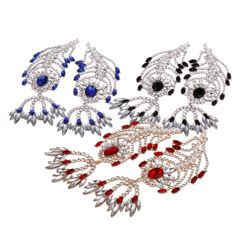 Coolshine Роскошная атмосфера свадьбу праздник кристалл серьги Красный Синий Черный