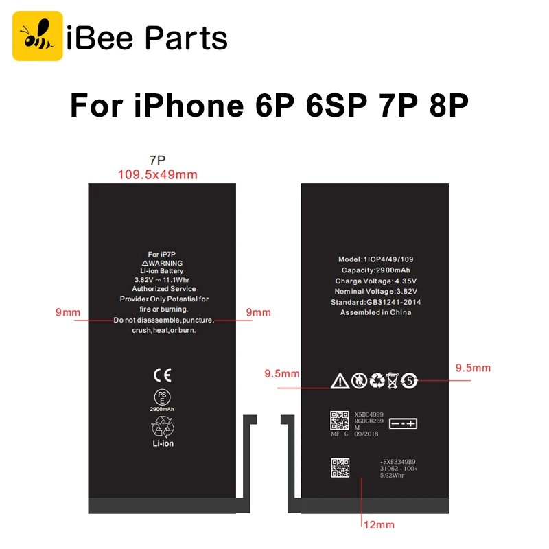 10 PCS литиевая Батарея для iPhone 6 Plus S 7 8 плюс замена батарей внутренний батарея