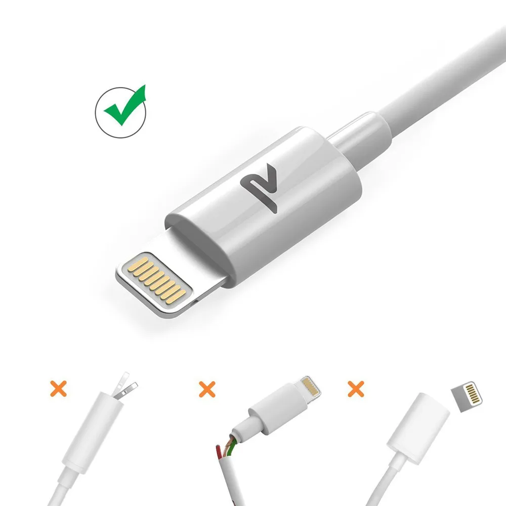 RAMPOW оригинальный кабель MFi 5 V/2A зарядка через usb для передачи данных iPhone X Зарядное