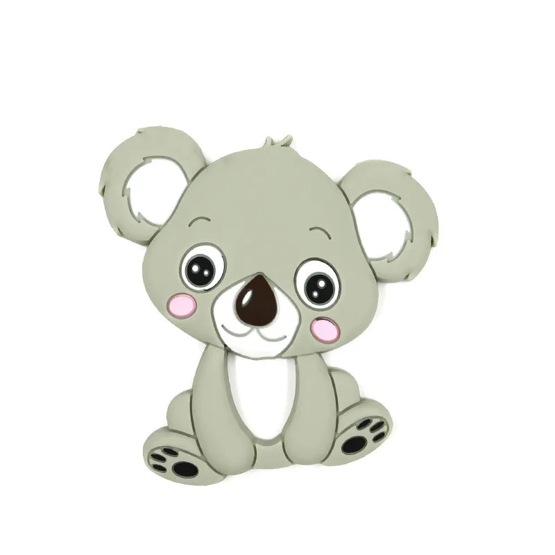 koala-gray Силиконовые Прорезыватели, сделай сам, животное, коала, детское кольцо, прорезыватель, BPA FreeInfant, Сова, коала, бусины, сделай сам, цепочка для детей, прорезыватель, подарок, игрушки для малышей - Цвет: koala-gray
