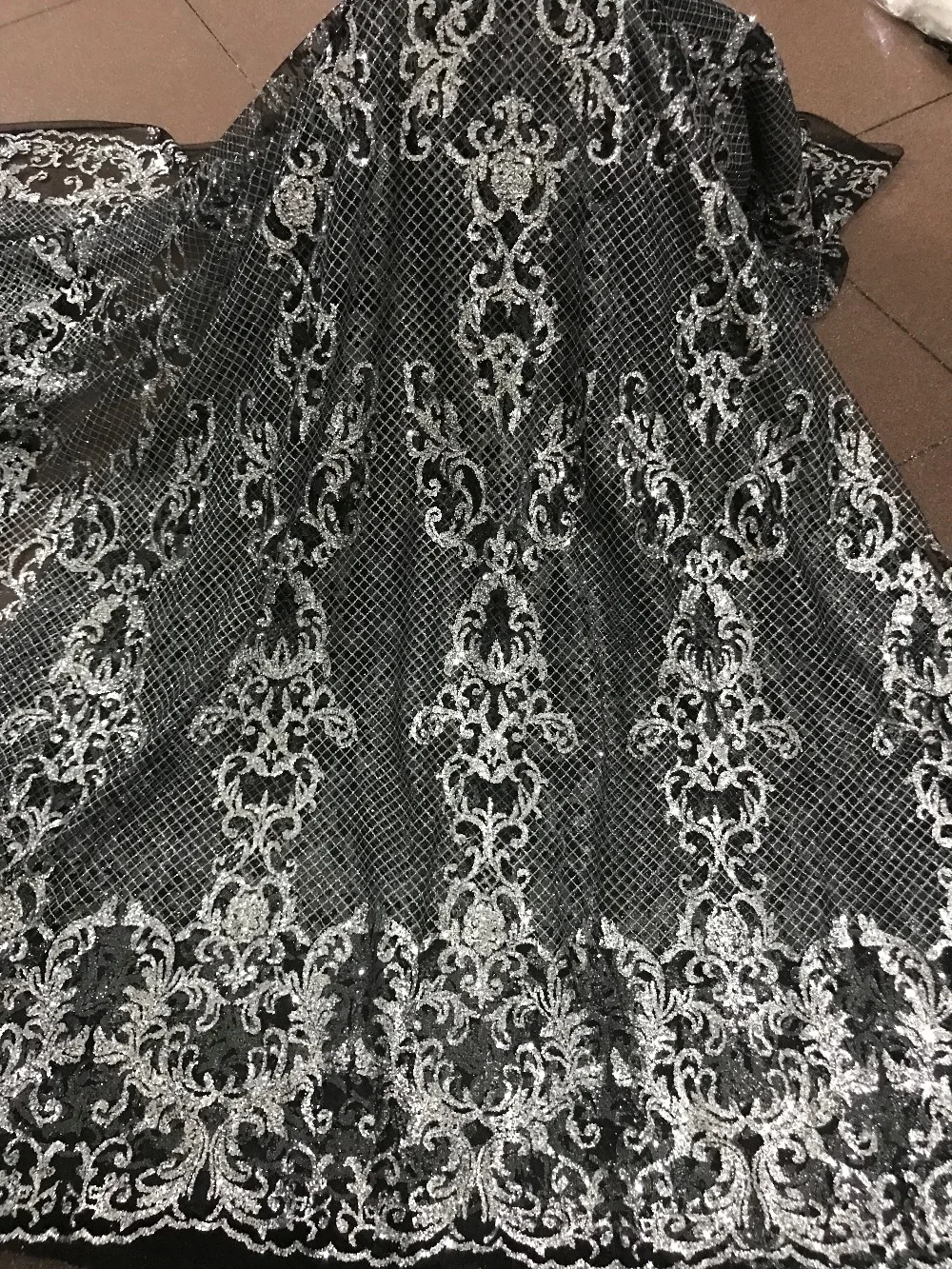 5yard/lot african glitter lace fabric Cyndi-101122 embroidered tulle with glued for party dress | Дом и сад