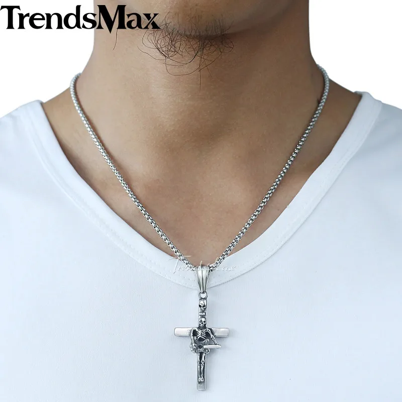 Ожерелье для гитары Trendsmax Готическая Мужская цепь звено из нержавеющей стали 316L 18