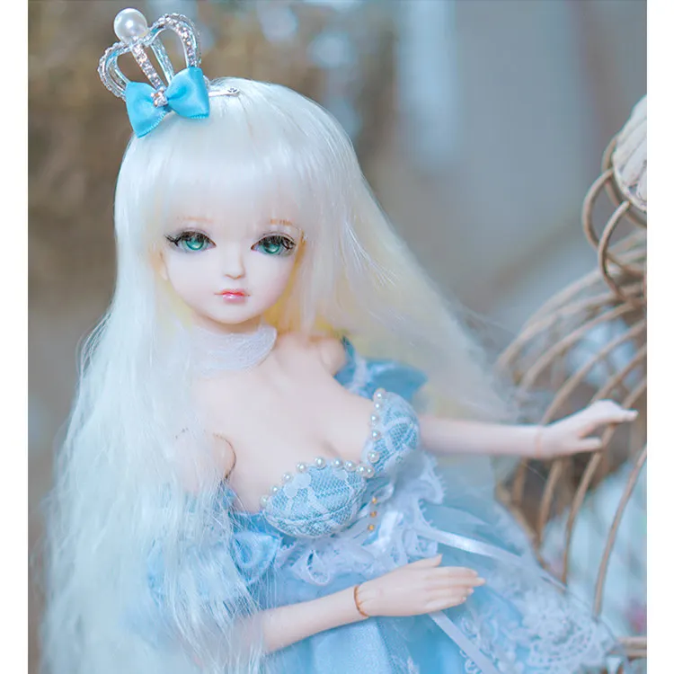 Fortune days 1/4 bjd бледно золотые волосы синее платье Корона 45 см тело см|Куклы| |