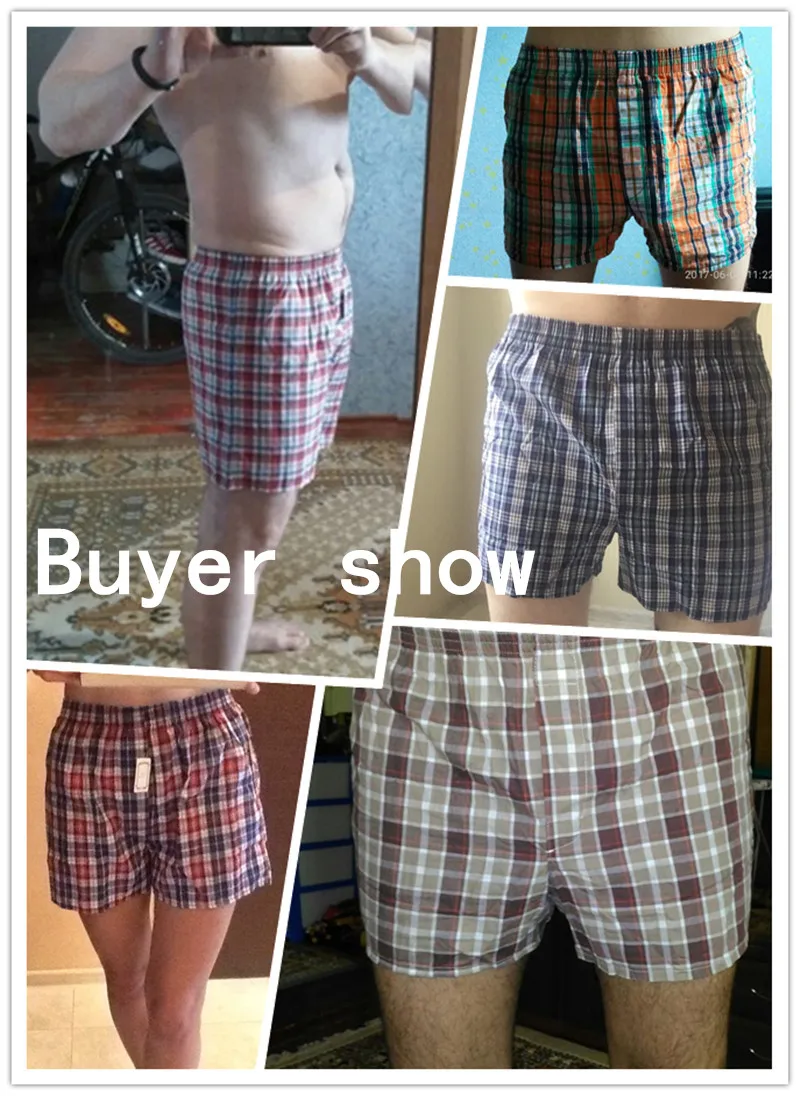10PCS Plus size Classic Plaid Men's Boxers Cotton Mens Underwear Trunks Woven Boxer Waistband 5XL 6XL male hom underwear
