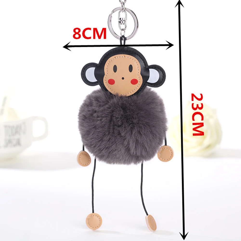 Милый мультфильм обезьяна искусственный Мех животных пушистый комочек брелок