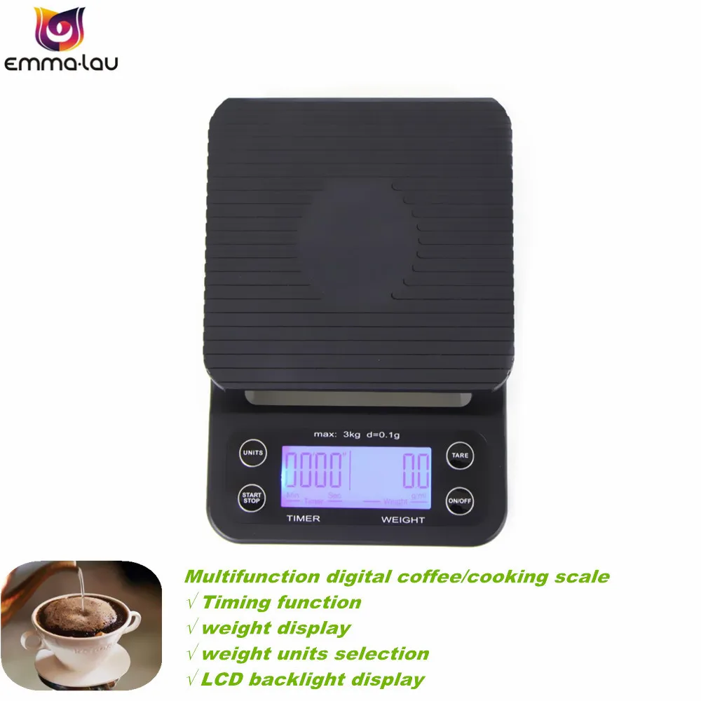 Высокоточные портативные весы для кофе с таймером 3 кг 0 1 г|scale lcd|lcd scalescale 3kg |