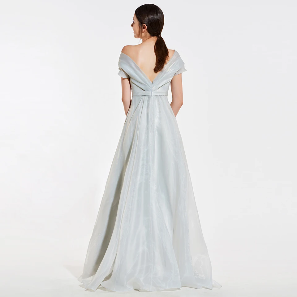 Элегантное серебристое платье Dressv с открытыми плечами подружки невесты