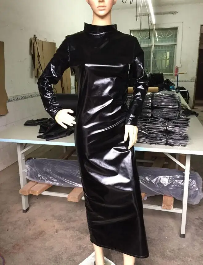 2018 XL стимпанк танцевальные костюмы с открытой спиной черное платье с мокрым эффектом искусственная кожа женские сексуальные без спинки с д... от AliExpress WW