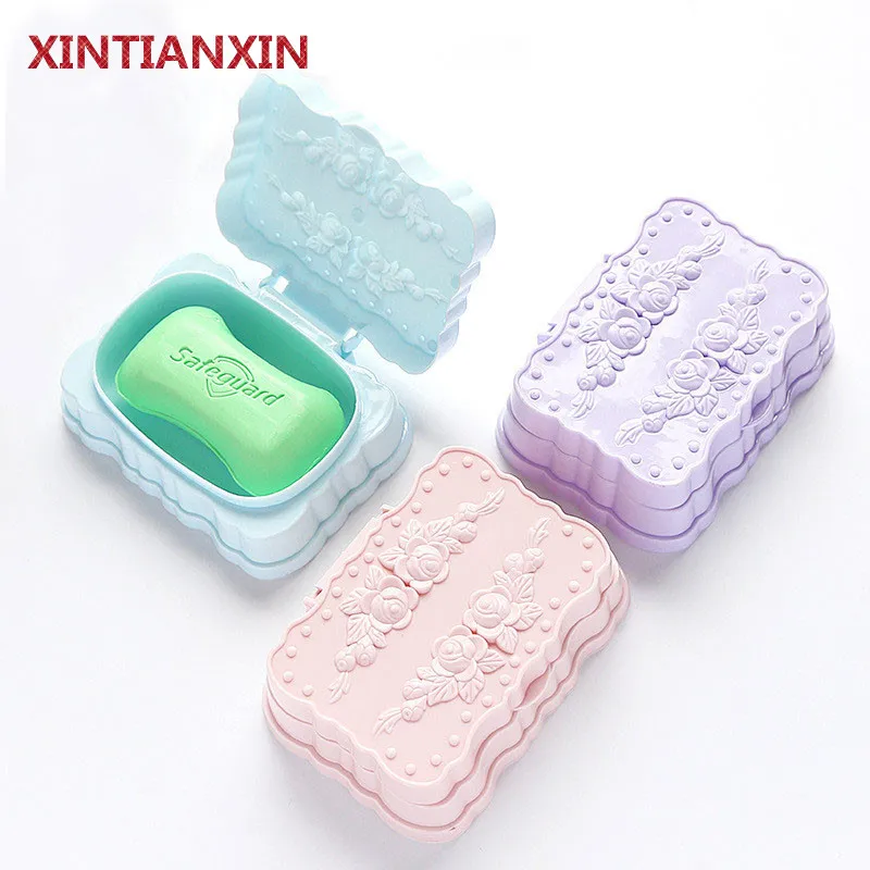 XINTIANXIN Творческий роуз резные мыльницей с крышкой водонепроницаемый Бизнес
