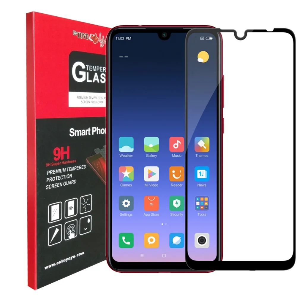 Estuyoya-прозрачная Защита экрана для Xiaomi Redmi Note 7 Черная защитная пленка 9H | Мобильные