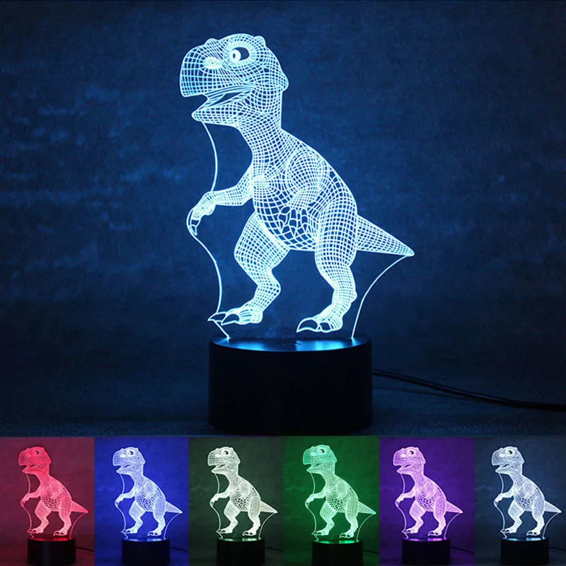 Светодиодный ночник с питанием от USB и динозавром 3D Настольная лампа сенсорным