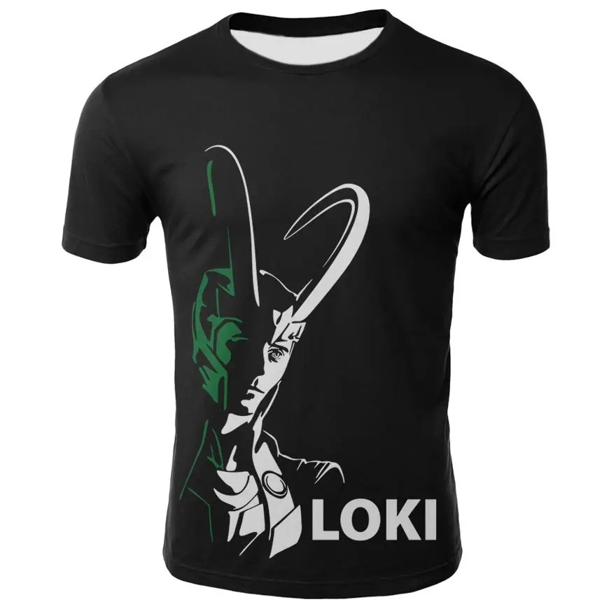 Новый фильм Marvel костюм Локи 3d Футболка с принтом и мода мужские Рубашка короткими